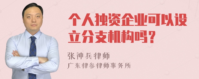 个人独资企业可以设立分支机构吗？