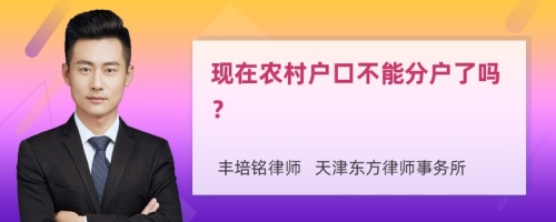 现在农村户口不能分户了吗？