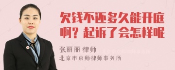 欠钱不还多久能开庭啊？起诉了会怎样呢