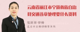 云南省丽江市宁蒗彝族自治县交通违章处理要什么资料