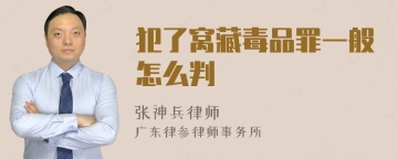 犯了窝藏毒品罪一般怎么判