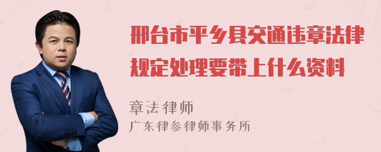 邢台市平乡县交通违章法律规定处理要带上什么资料