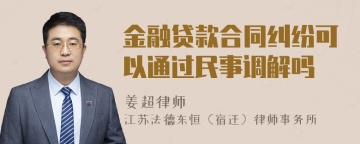 金融贷款合同纠纷可以通过民事调解吗