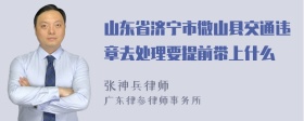 山东省济宁市微山县交通违章去处理要提前带上什么