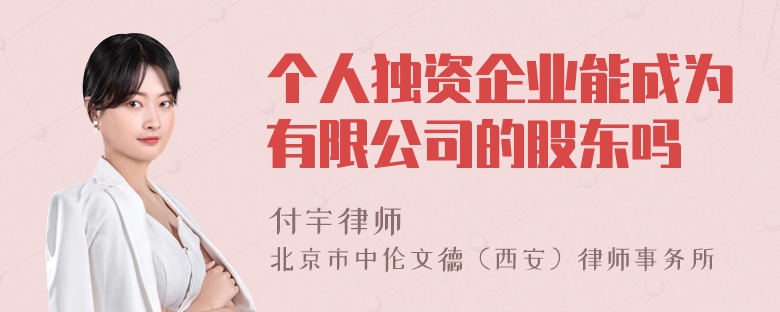 个人独资企业能成为有限公司的股东吗