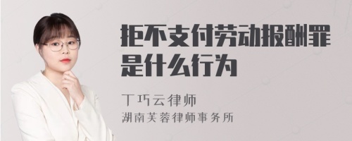 拒不支付劳动报酬罪是什么行为