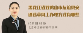 黑龙江省双鸭山市友谊县交通违章网上办理方式有哪些