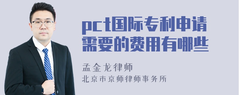 pct国际专利申请需要的费用有哪些