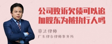 公司败诉欠债可以追加股东为被执行人吗