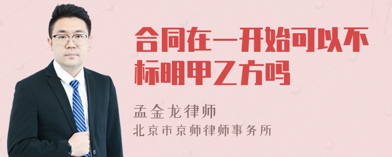 合同在一开始可以不标明甲乙方吗