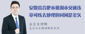 安徽省合肥市巢湖市交通违章可以去处理的时间是多久