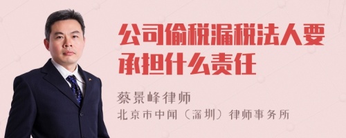 公司偷税漏税法人要承担什么责任