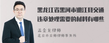 黑龙江省黑河市嫩江县交通违章处理需要的材料有哪些