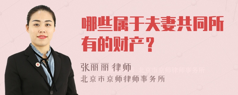 哪些属于夫妻共同所有的财产？