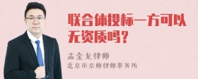 联合体投标一方可以无资质吗？