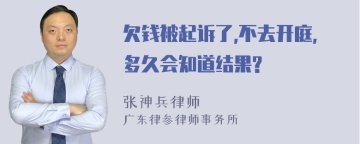 欠钱被起诉了,不去开庭,多久会知道结果?