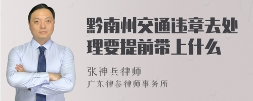 黔南州交通违章去处理要提前带上什么