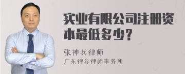 实业有限公司注册资本最低多少？