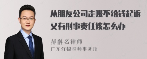 从朋友公司走账不给钱起诉又有刑事责任该怎么办