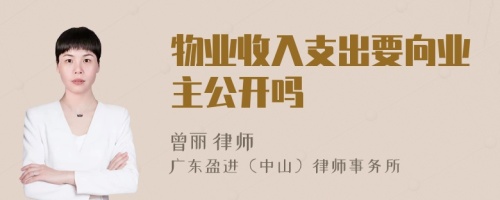 物业收入支出要向业主公开吗