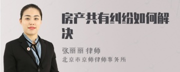 房产共有纠纷如何解决