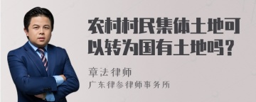 农村村民集体土地可以转为国有土地吗？