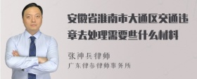 安徽省淮南市大通区交通违章去处理需要些什么材料