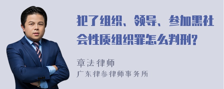 犯了组织、领导、参加黑社会性质组织罪怎么判刑?