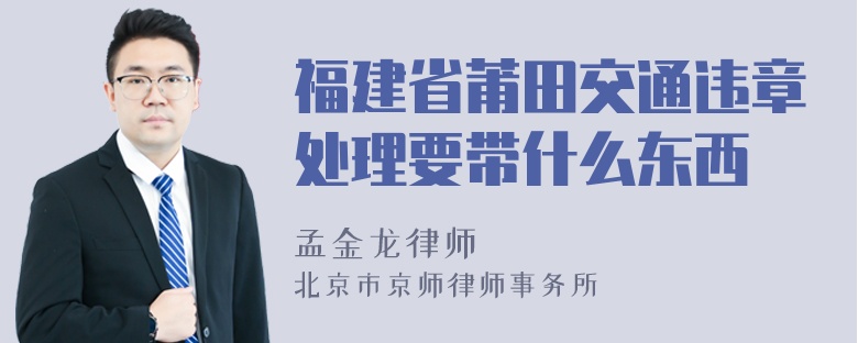 福建省莆田交通违章处理要带什么东西