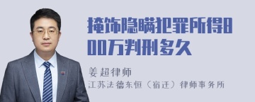 掩饰隐瞒犯罪所得800万判刑多久