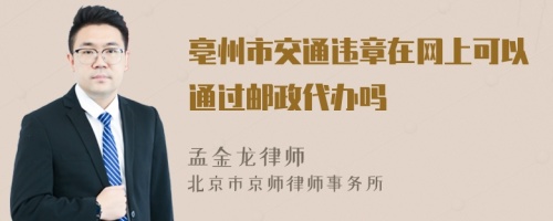 亳州市交通违章在网上可以通过邮政代办吗