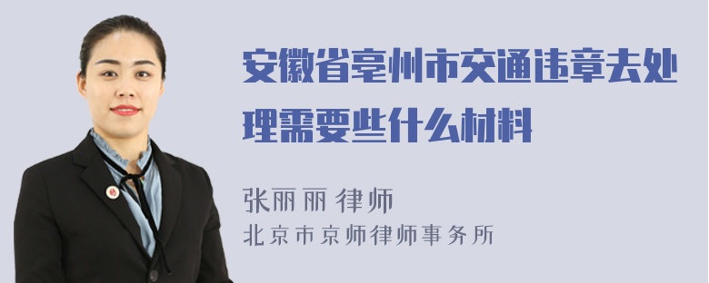 安徽省亳州市交通违章去处理需要些什么材料