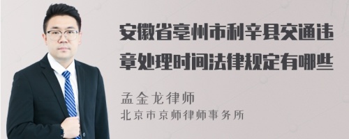 安徽省亳州市利辛县交通违章处理时间法律规定有哪些