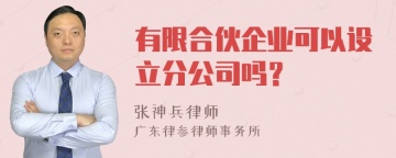 有限合伙企业可以设立分公司吗？