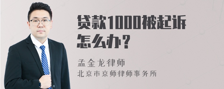 贷款1000被起诉怎么办？