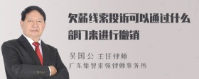 欠薪线索投诉可以通过什么部门来进行撤销