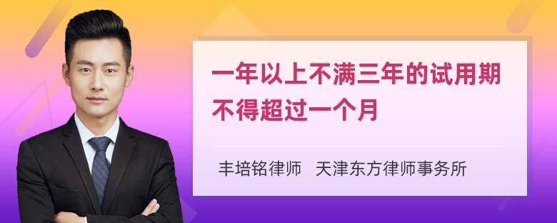 一年以上不满三年的试用期不得超过一个月