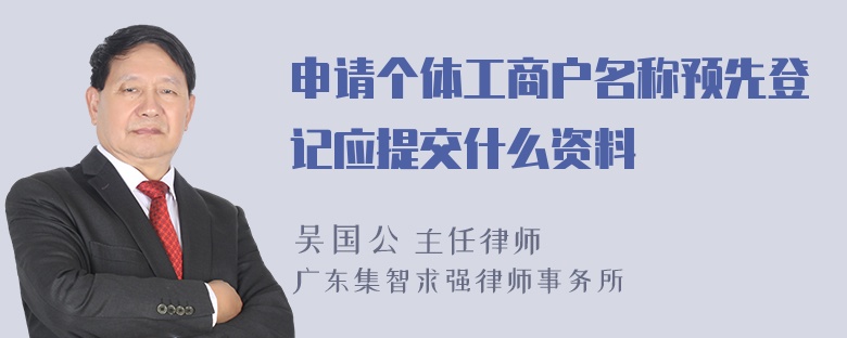 申请个体工商户名称预先登记应提交什么资料