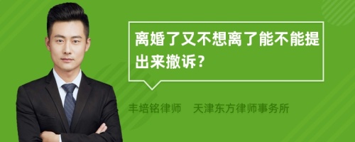 离婚了又不想离了能不能提出来撤诉？