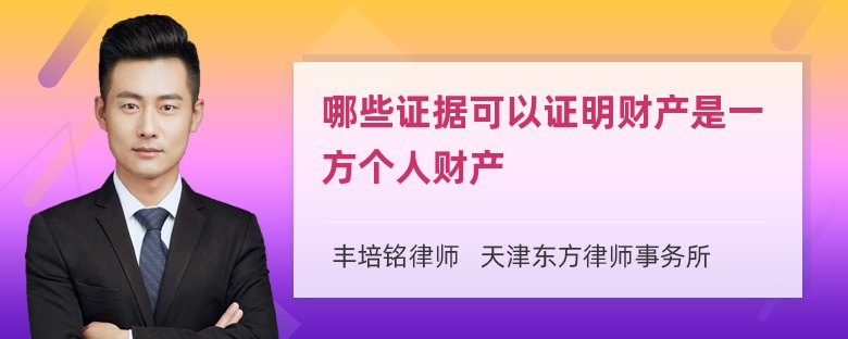 哪些证据可以证明财产是一方个人财产