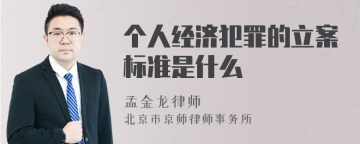 个人经济犯罪的立案标准是什么