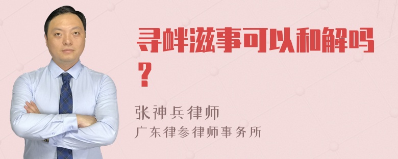 寻衅滋事可以和解吗？