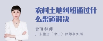 农村土地纠纷通过什么渠道解决