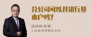 分公司可以开银行基本户吗？