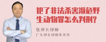 犯了非法杀害濒危野生动物罪怎么判刑?