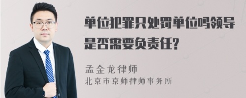 单位犯罪只处罚单位吗领导是否需要负责任?