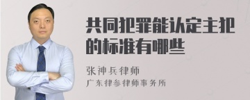 共同犯罪能认定主犯的标准有哪些