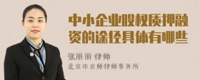 中小企业股权质押融资的途径具体有哪些