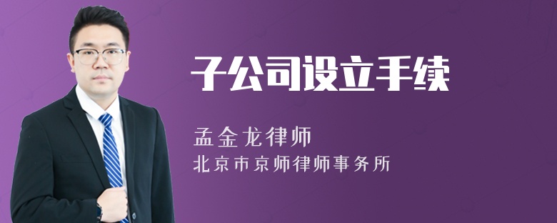 子公司设立手续