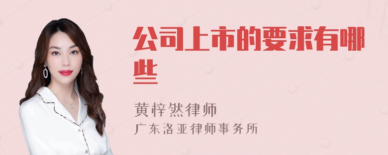 公司上市的要求有哪些